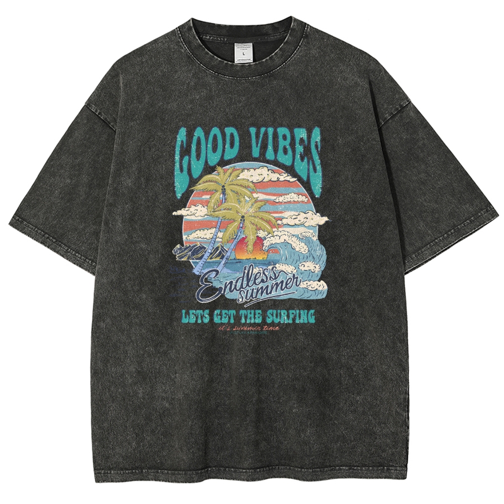 Washed T-Shirt | Surf Up Unisex Fit Good Vibes | TIDESENCE