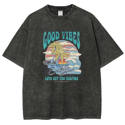 Washed T-Shirt | Surf Up Unisex Fit Good Vibes | TIDESENCE