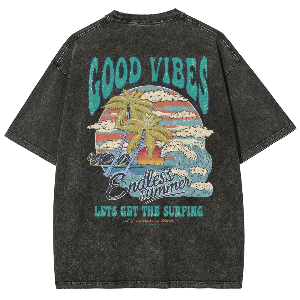 Washed T-Shirt | Surf Up Unisex Fit Good Vibes | TIDESENCE