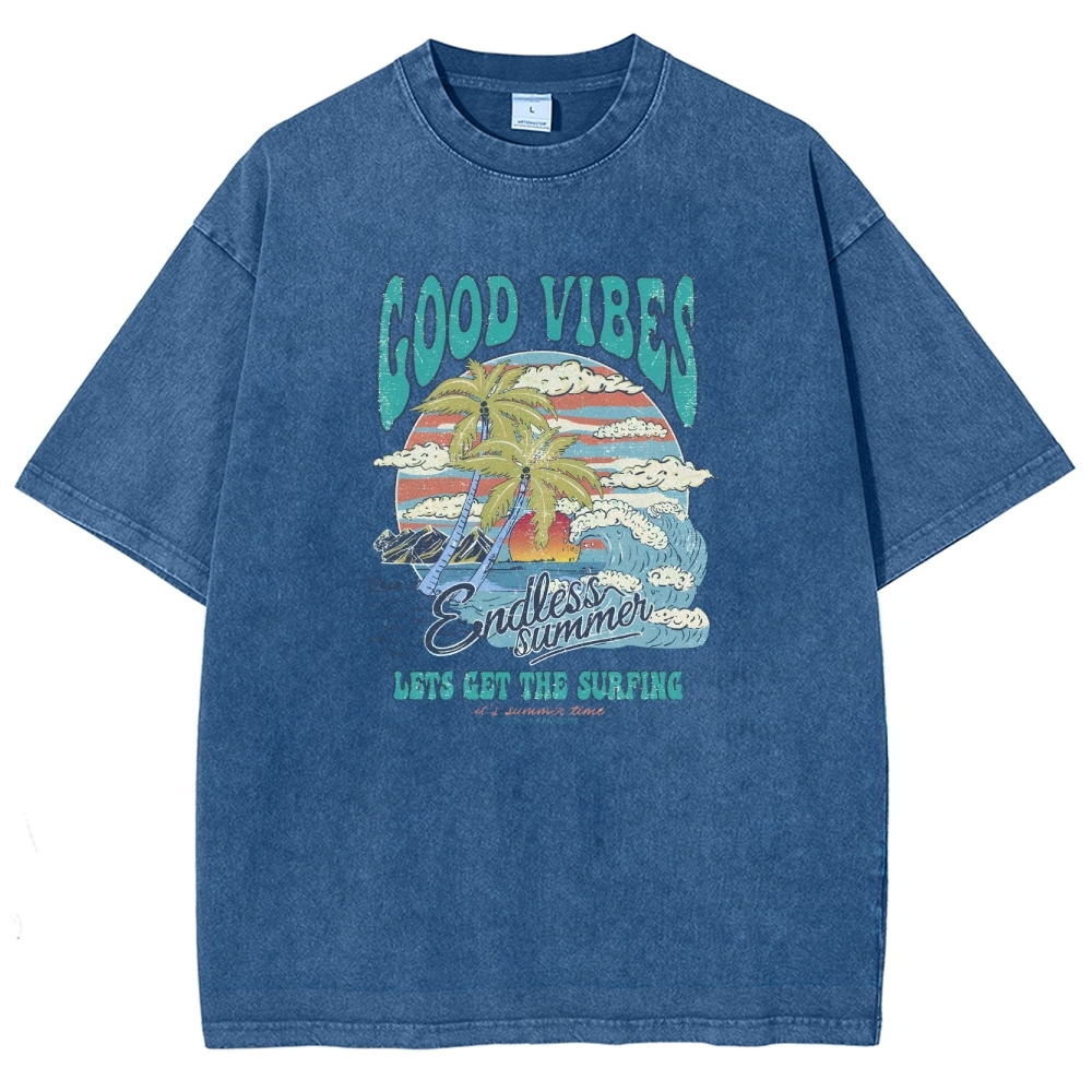 Washed T-Shirt | Surf Up Unisex Fit Good Vibes | TIDESENCE