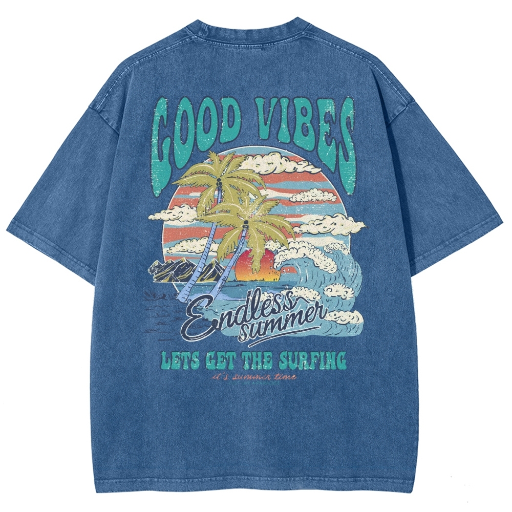 Washed T-Shirt | Surf Up Unisex Fit Good Vibes | TIDESENCE