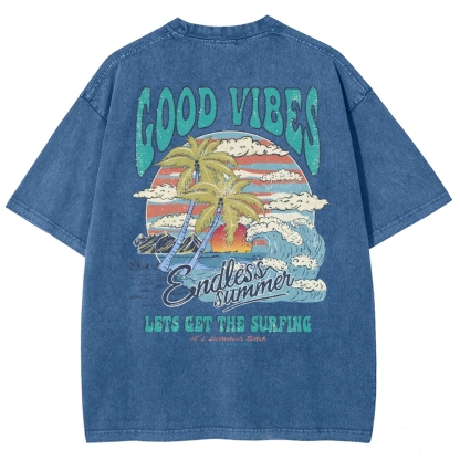 Washed T-Shirt | Surf Up Unisex Fit Good Vibes | TIDESENCE
