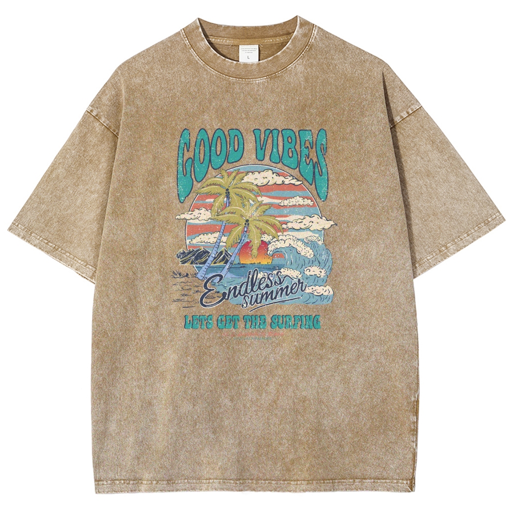 Washed T-Shirt | Surf Up Unisex Fit Good Vibes | TIDESENCE