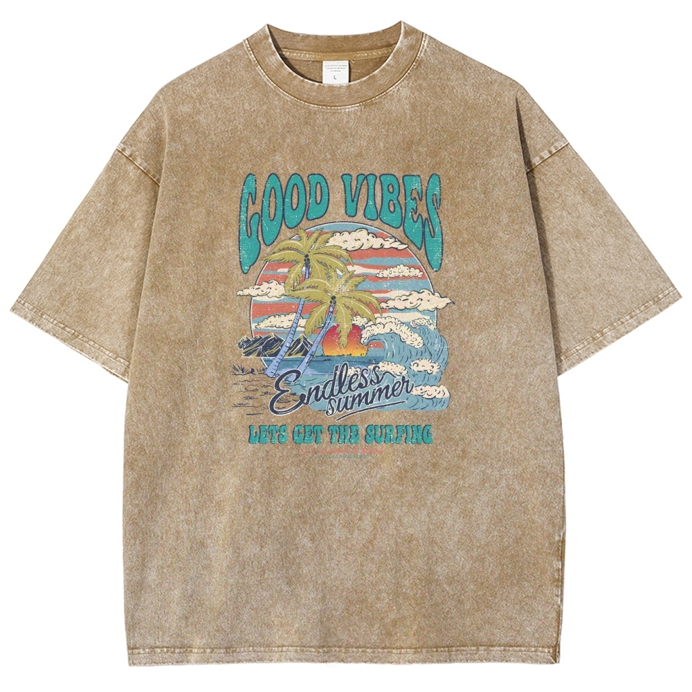 Washed T-Shirt | Surf Up Unisex Fit Good Vibes | TIDESENCE