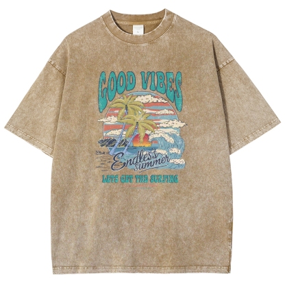 Washed T-Shirt | Surf Up Unisex Fit Good Vibes | TIDESENCE