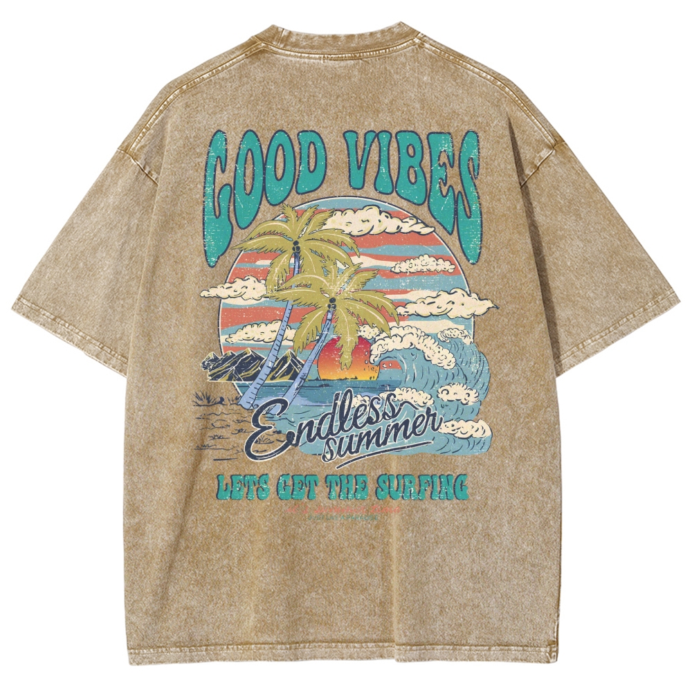 Washed T-Shirt | Surf Up Unisex Fit Good Vibes | TIDESENCE
