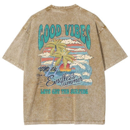Washed T-Shirt | Surf Up Unisex Fit Good Vibes | TIDESENCE