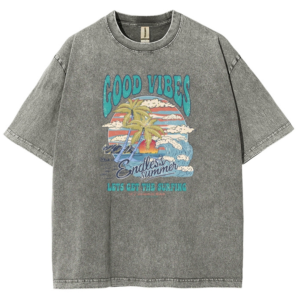 Washed T-Shirt | Surf Up Unisex Fit Good Vibes | TIDESENCE