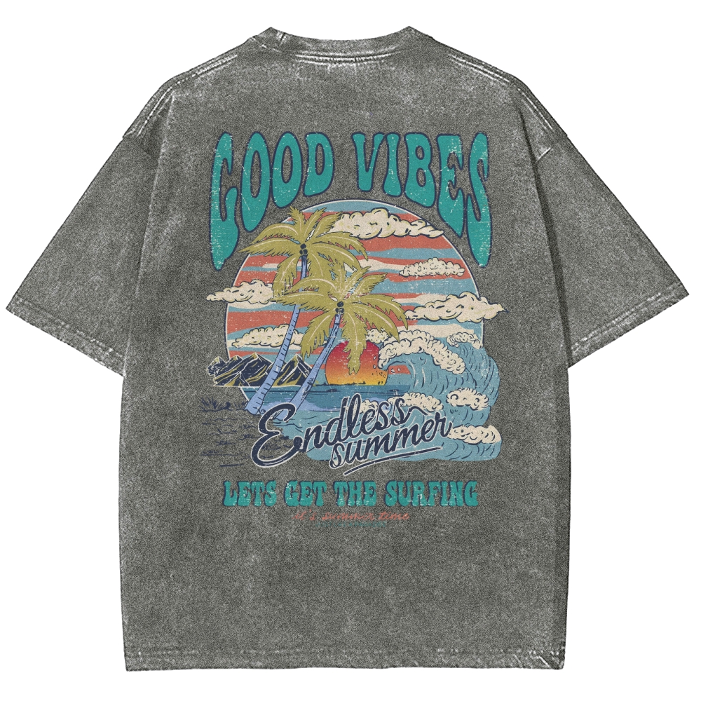 Washed T-Shirt | Surf Up Unisex Fit Good Vibes | TIDESENCE