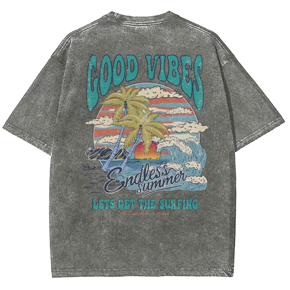 Washed T-Shirt | Surf Up Unisex Fit Good Vibes | TIDESENCE