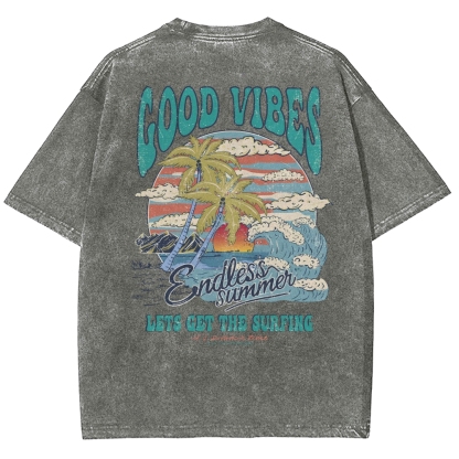 Washed T-Shirt | Surf Up Unisex Fit Good Vibes | TIDESENCE