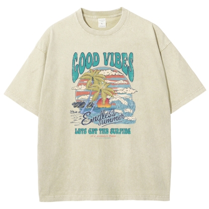 Washed T-Shirt | Surf Up Unisex Fit Good Vibes | TIDESENCE
