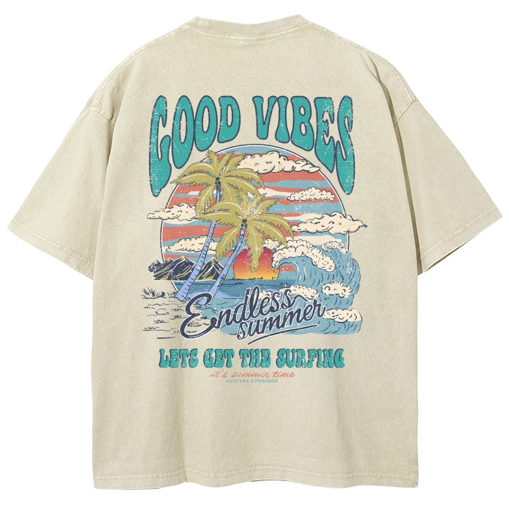 Washed T-Shirt | Surf Up Unisex Fit Good Vibes | TIDESENCE