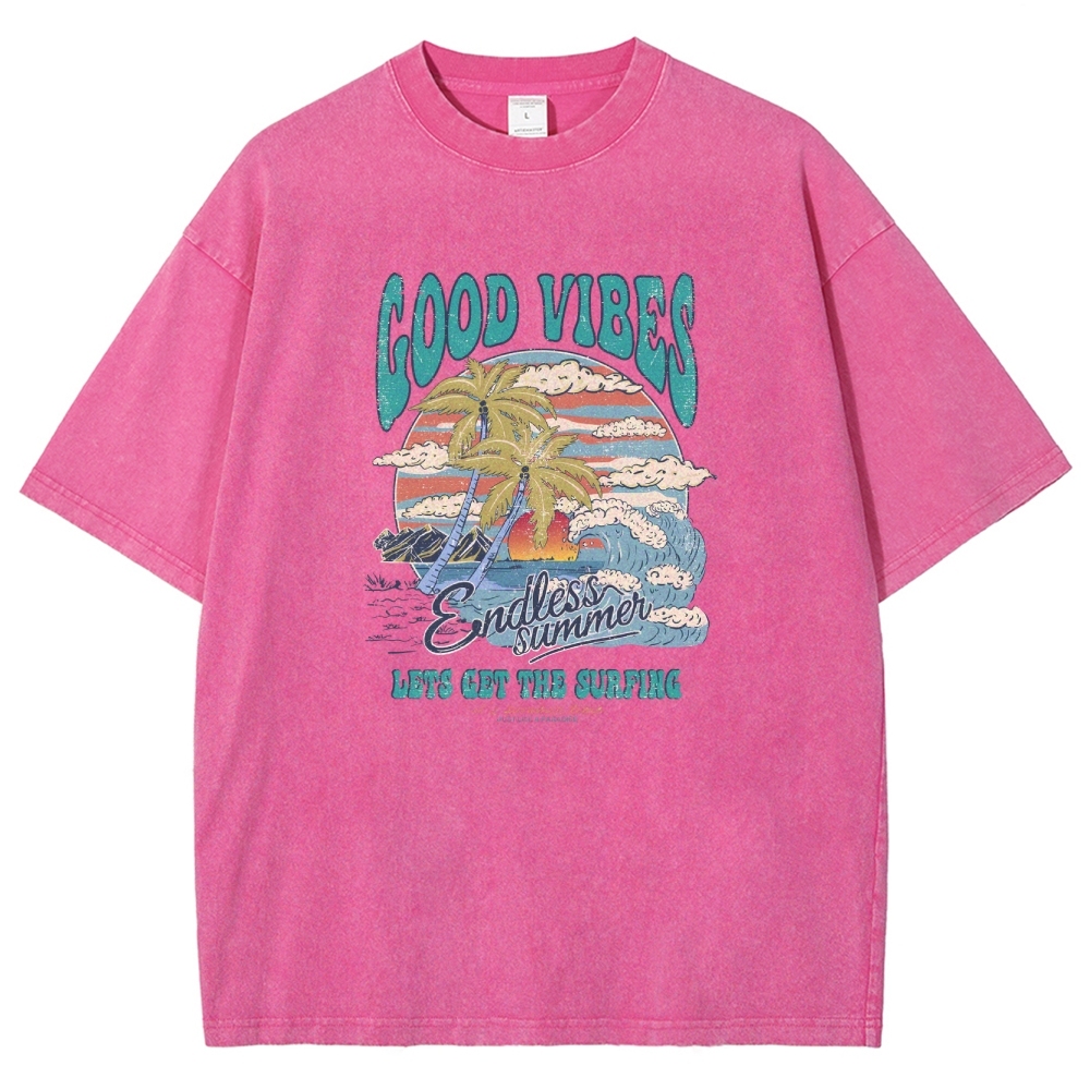 Washed T-Shirt | Surf Up Unisex Fit Good Vibes | TIDESENCE