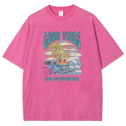 Washed T-Shirt | Surf Up Unisex Fit Good Vibes | TIDESENCE