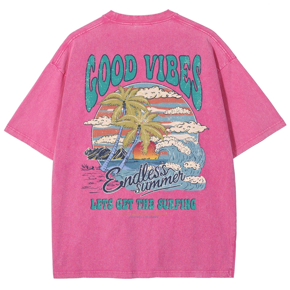 Washed T-Shirt | Surf Up Unisex Fit Good Vibes | TIDESENCE