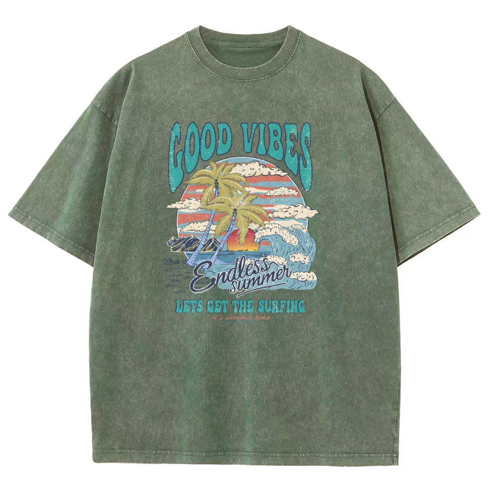 Washed T-Shirt | Surf Up Unisex Fit Good Vibes | TIDESENCE
