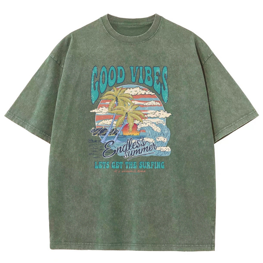 Washed T-Shirt | Surf Up Unisex Fit Good Vibes | TIDESENCE