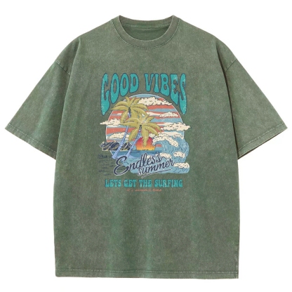 Washed T-Shirt | Surf Up Unisex Fit Good Vibes | TIDESENCE