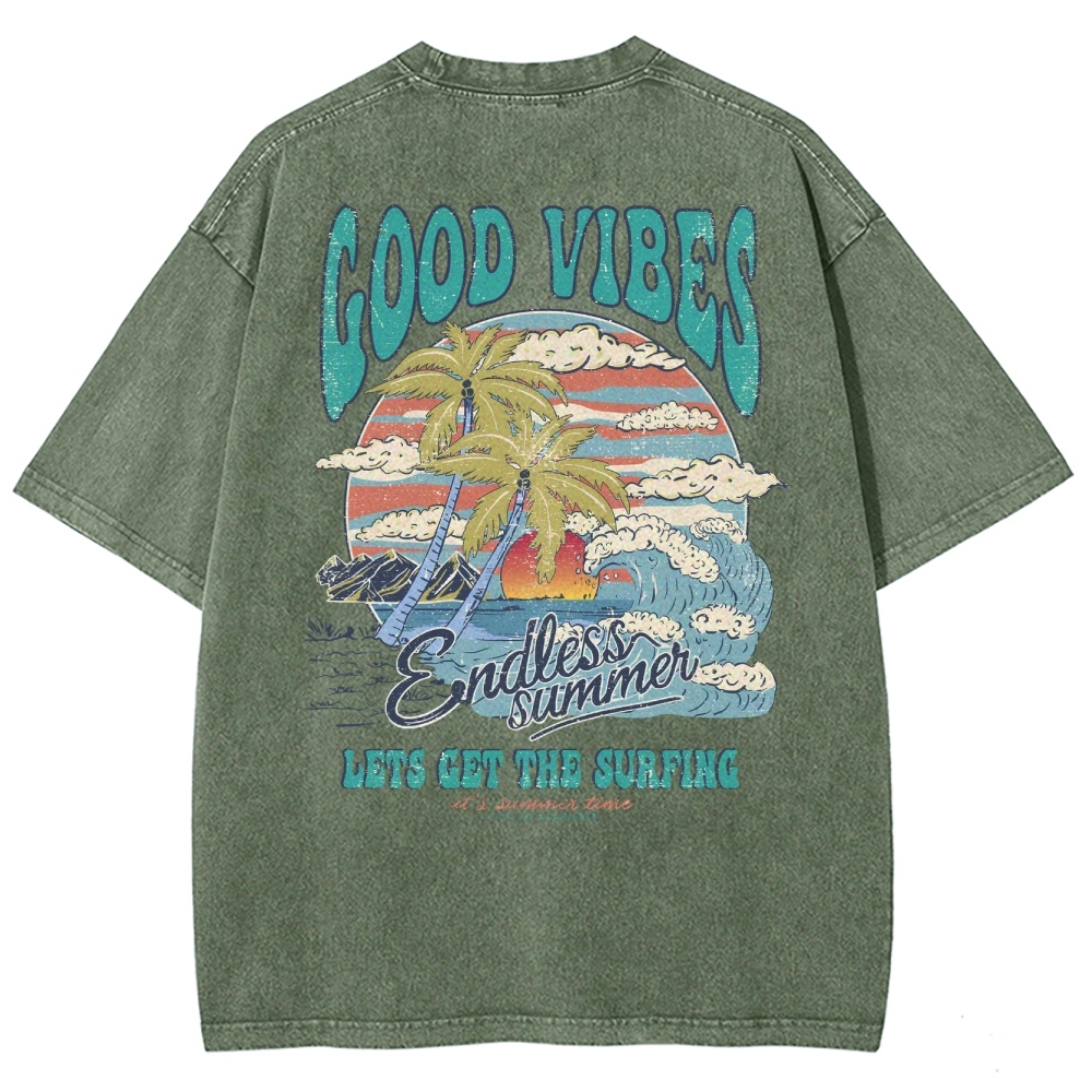 Washed T-Shirt | Surf Up Unisex Fit Good Vibes | TIDESENCE