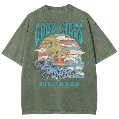 Washed T-Shirt | Surf Up Unisex Fit Good Vibes | TIDESENCE