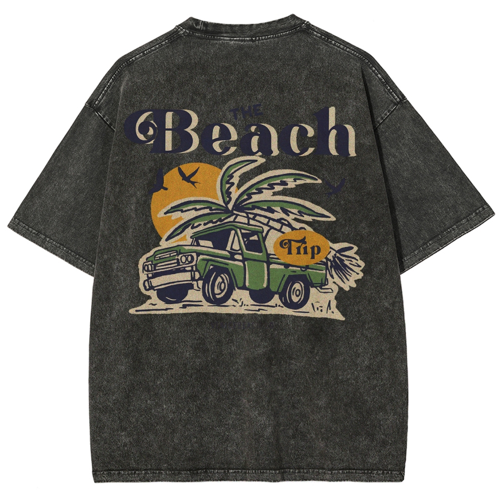 Washed T-Shirt | Journey Trip Unisex Fit The Beach Trip | TIDESENCE