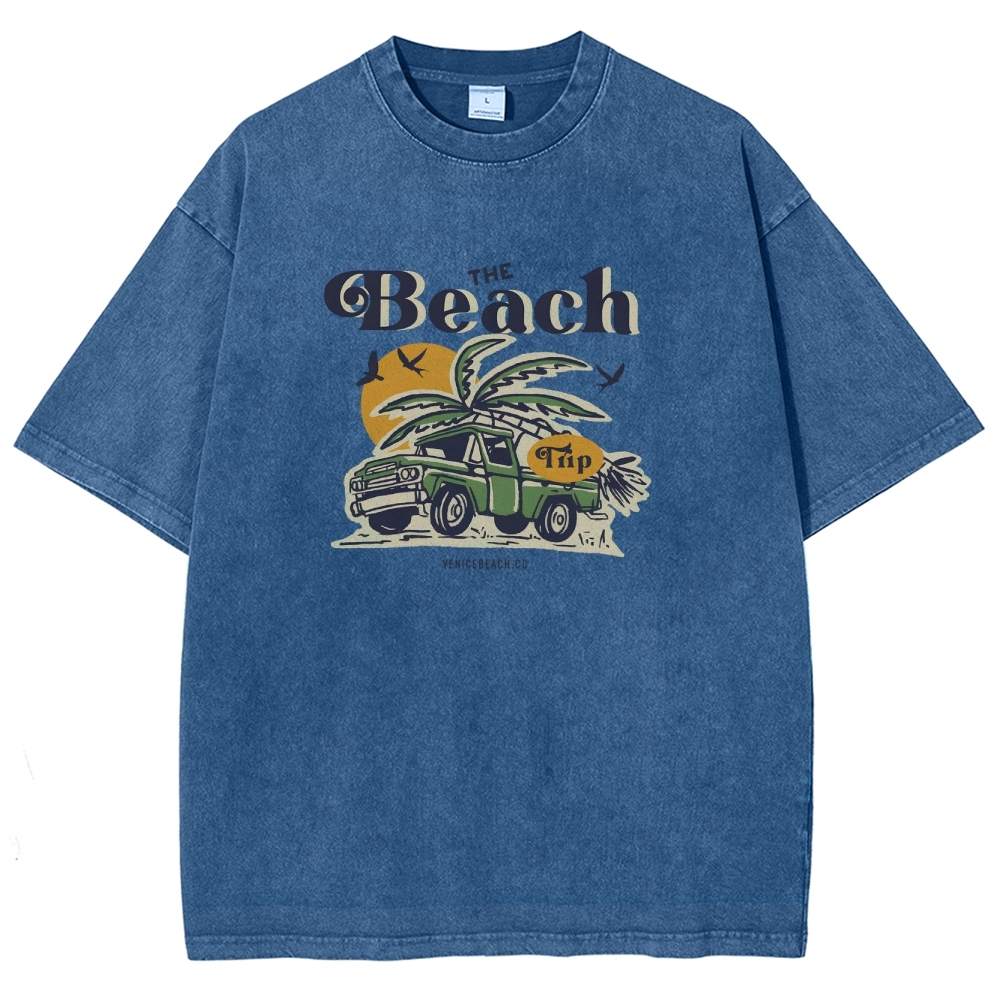 Washed T-Shirt | Journey Trip Unisex Fit The Beach Trip | TIDESENCE