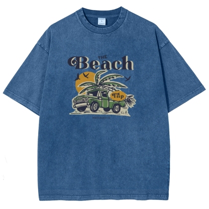 Washed T-Shirt | Journey Trip Unisex Fit The Beach Trip | TIDESENCE