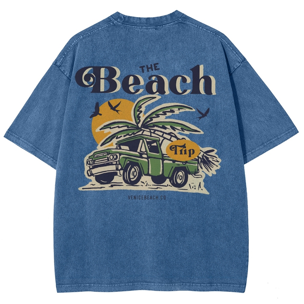 Washed T-Shirt | Journey Trip Unisex Fit The Beach Trip | TIDESENCE