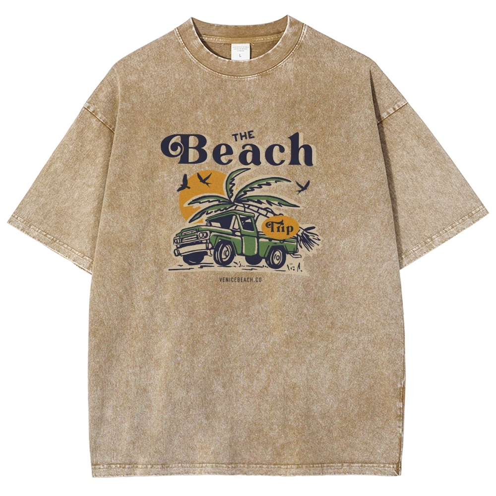 Washed T-Shirt | Journey Trip Unisex Fit The Beach Trip | TIDESENCE