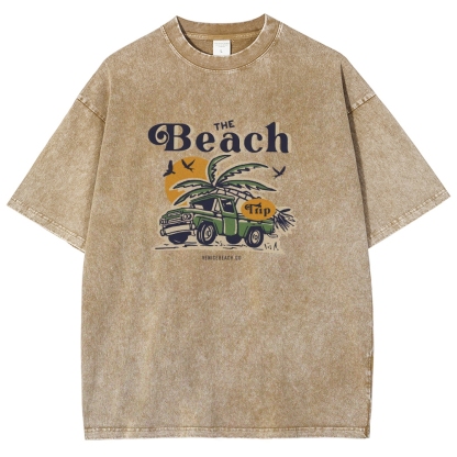 Washed T-Shirt | Journey Trip Unisex Fit The Beach Trip | TIDESENCE