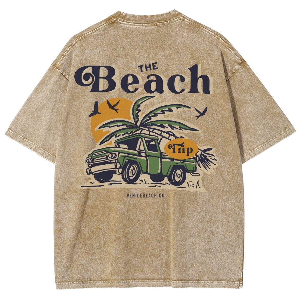 Washed T-Shirt | Journey Trip Unisex Fit The Beach Trip | TIDESENCE