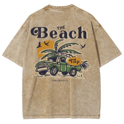 Washed T-Shirt | Journey Trip Unisex Fit The Beach Trip | TIDESENCE
