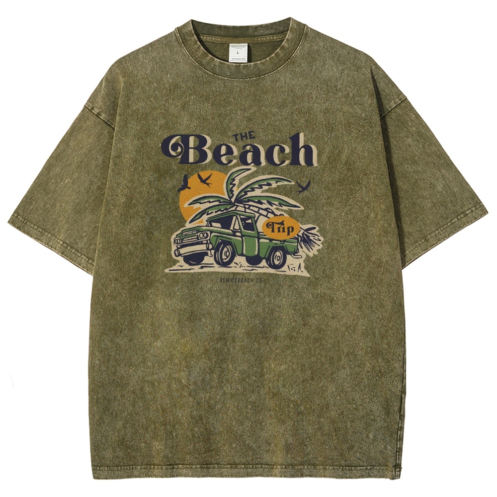 Washed T-Shirt | Journey Trip Unisex Fit The Beach Trip | TIDESENCE
