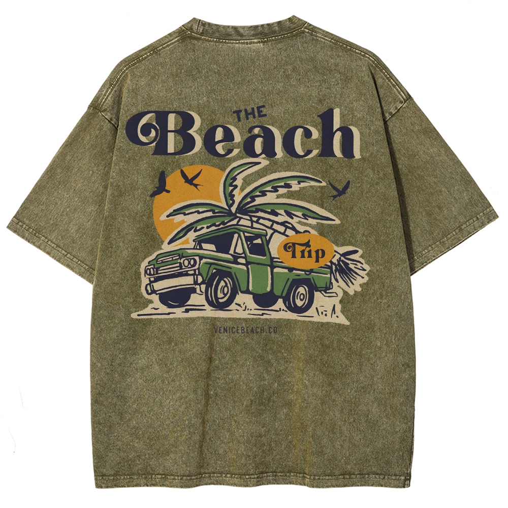 Washed T-Shirt | Journey Trip Unisex Fit The Beach Trip | TIDESENCE