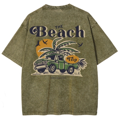 Washed T-Shirt | Journey Trip Unisex Fit The Beach Trip | TIDESENCE