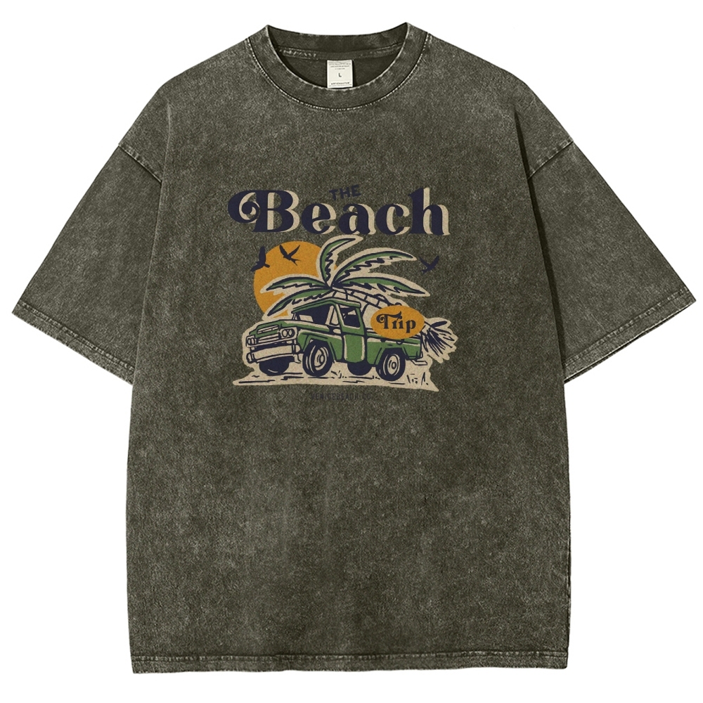 Washed T-Shirt | Journey Trip Unisex Fit The Beach Trip | TIDESENCE