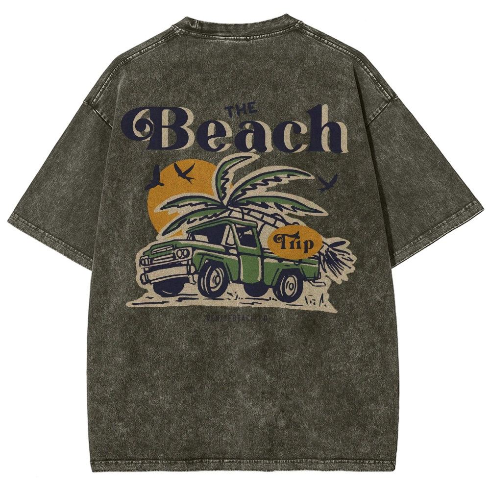 Washed T-Shirt | Journey Trip Unisex Fit The Beach Trip | TIDESENCE