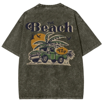 Washed T-Shirt | Journey Trip Unisex Fit The Beach Trip | TIDESENCE