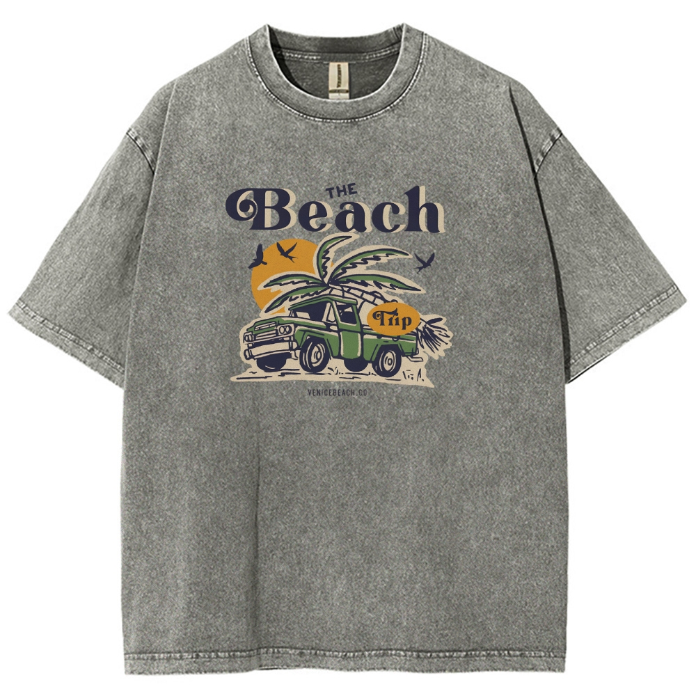 Washed T-Shirt | Journey Trip Unisex Fit The Beach Trip | TIDESENCE