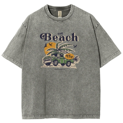 Washed T-Shirt | Journey Trip Unisex Fit The Beach Trip | TIDESENCE