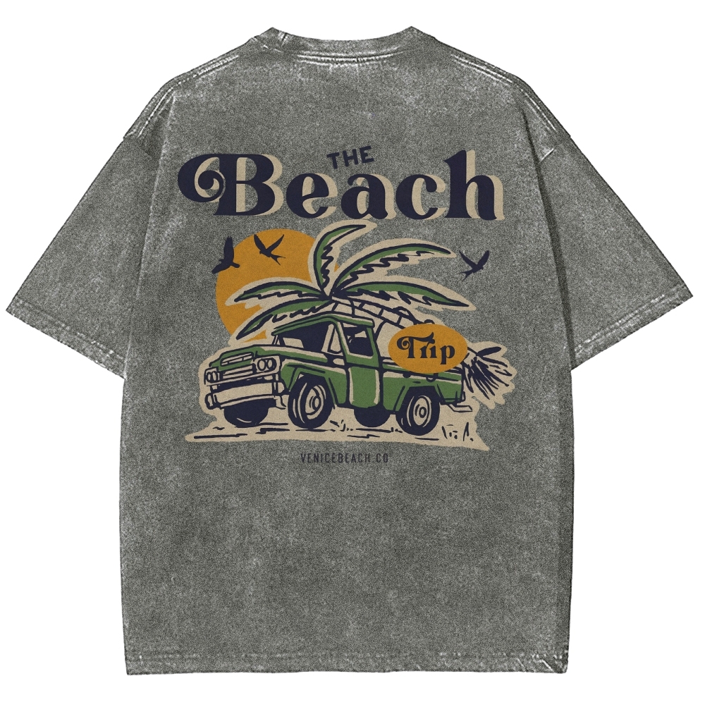 Washed T-Shirt | Journey Trip Unisex Fit The Beach Trip | TIDESENCE