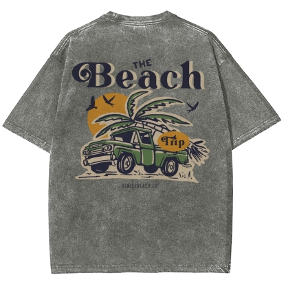 Washed T-Shirt | Journey Trip Unisex Fit The Beach Trip | TIDESENCE