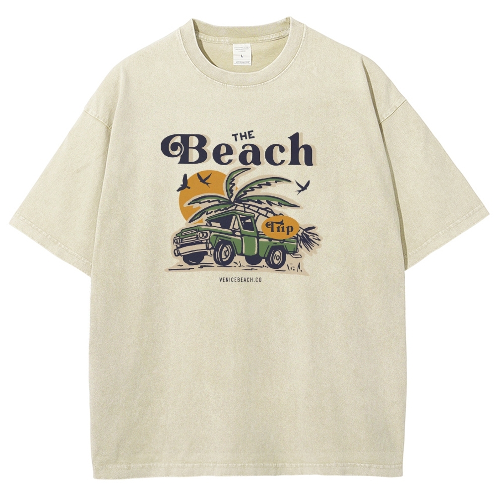 Washed T-Shirt | Journey Trip Unisex Fit The Beach Trip | TIDESENCE