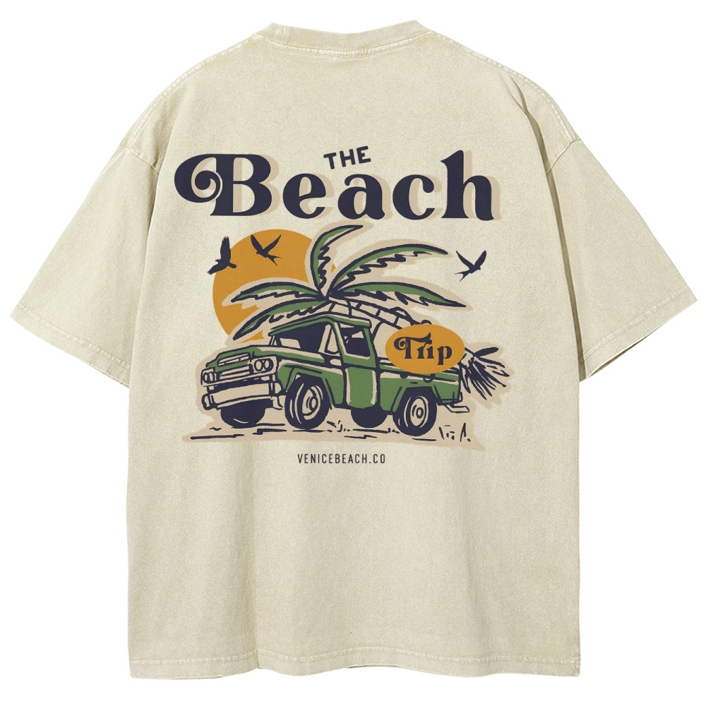 Washed T-Shirt | Journey Trip Unisex Fit The Beach Trip | TIDESENCE