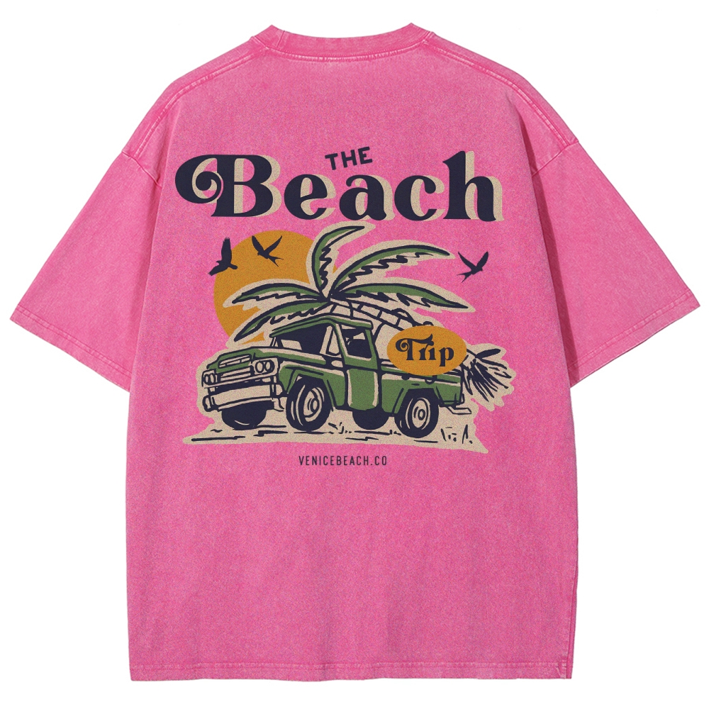 Washed T-Shirt | Journey Trip Unisex Fit The Beach Trip | TIDESENCE