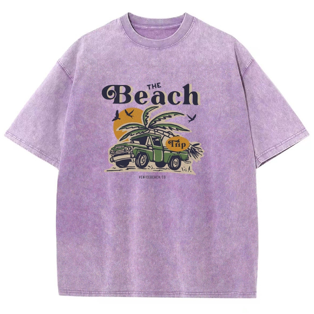 Washed T-Shirt | Journey Trip Unisex Fit The Beach Trip | TIDESENCE