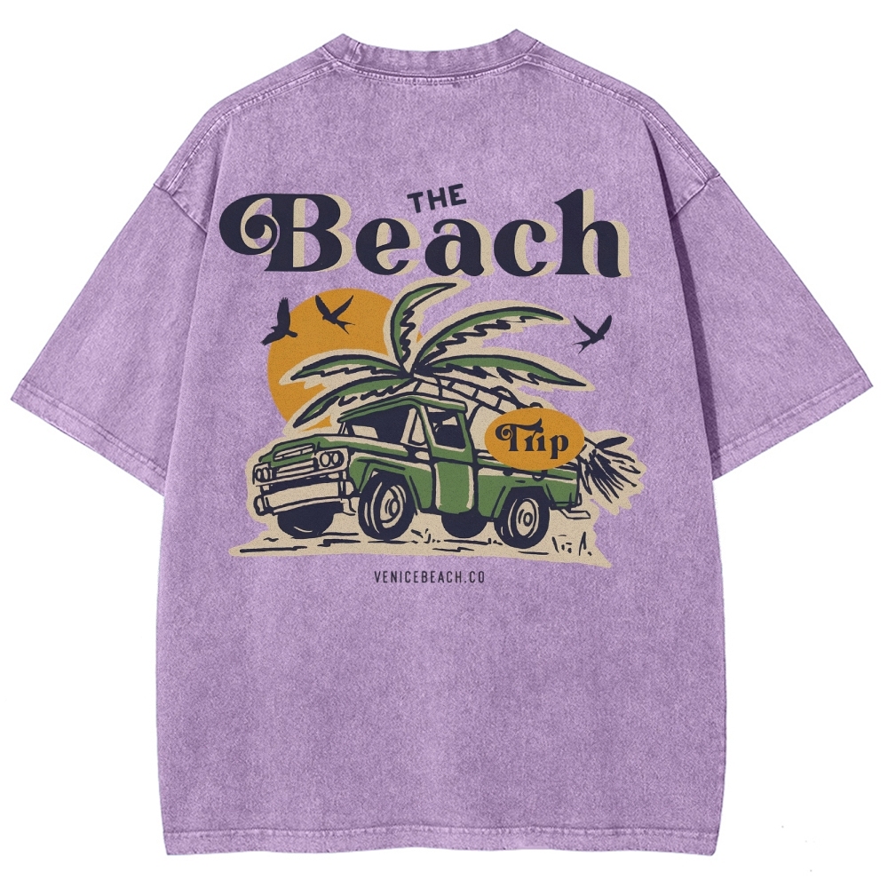 Washed T-Shirt | Journey Trip Unisex Fit The Beach Trip | TIDESENCE