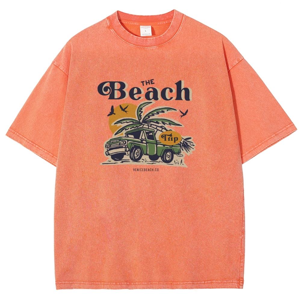 Washed T-Shirt | Journey Trip Unisex Fit The Beach Trip | TIDESENCE