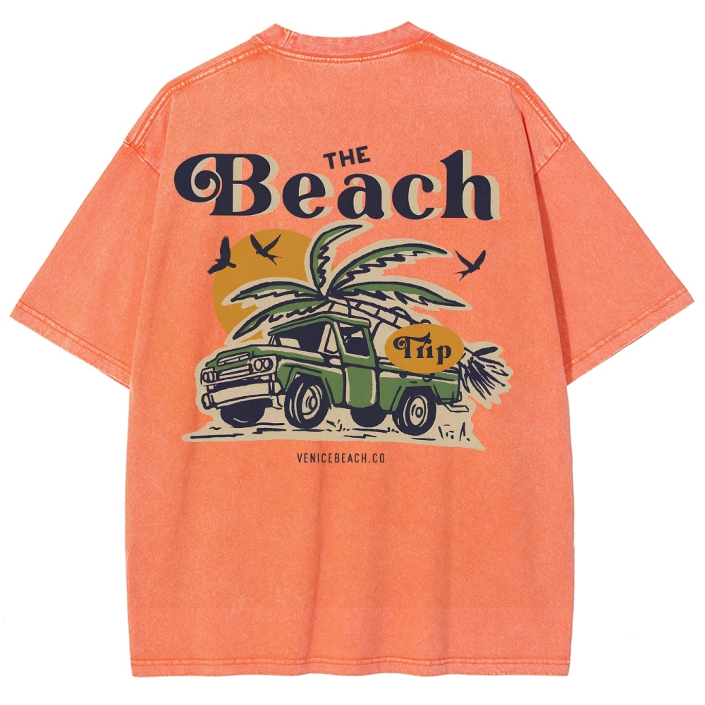 Washed T-Shirt | Journey Trip Unisex Fit The Beach Trip | TIDESENCE